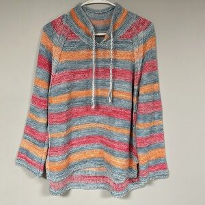 Beautiful Multi-Color Stripe Loose Knit Sweater , L